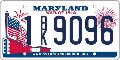 MD license plate 1BK9096