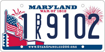 MD license plate 1BK9102