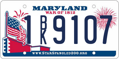 MD license plate 1BK9107