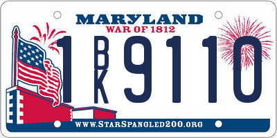 MD license plate 1BK9110