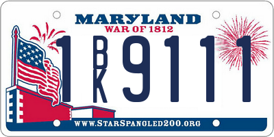 MD license plate 1BK9111
