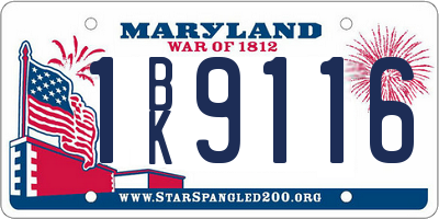 MD license plate 1BK9116
