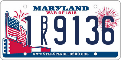 MD license plate 1BK9136