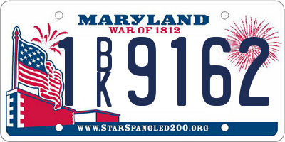 MD license plate 1BK9162