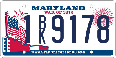 MD license plate 1BK9178