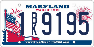 MD license plate 1BK9195