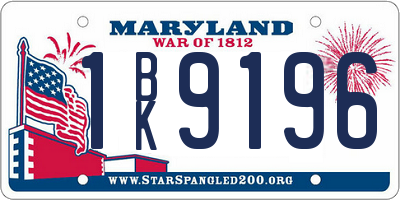 MD license plate 1BK9196