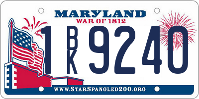 MD license plate 1BK9240