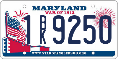 MD license plate 1BK9250