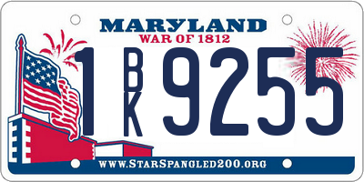 MD license plate 1BK9255