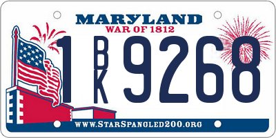 MD license plate 1BK9268