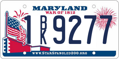 MD license plate 1BK9277