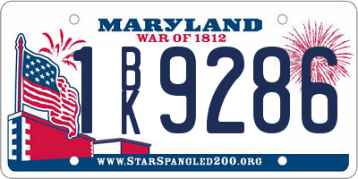 MD license plate 1BK9286
