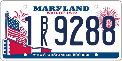 MD license plate 1BK9288