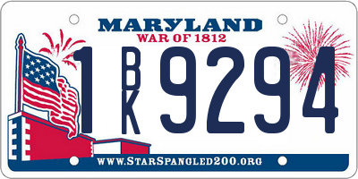 MD license plate 1BK9294