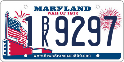 MD license plate 1BK9297