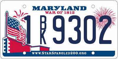 MD license plate 1BK9302
