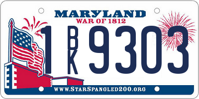 MD license plate 1BK9303