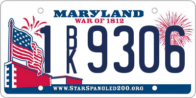 MD license plate 1BK9306
