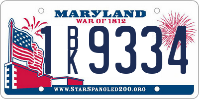 MD license plate 1BK9334