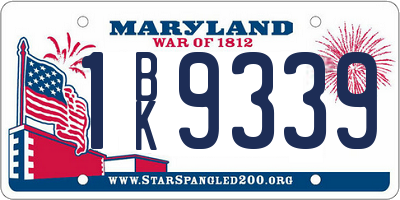 MD license plate 1BK9339