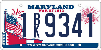 MD license plate 1BK9341