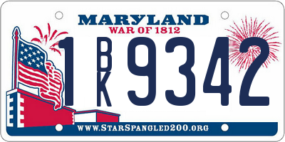 MD license plate 1BK9342
