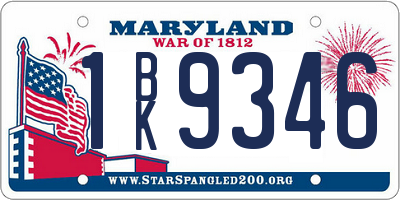 MD license plate 1BK9346