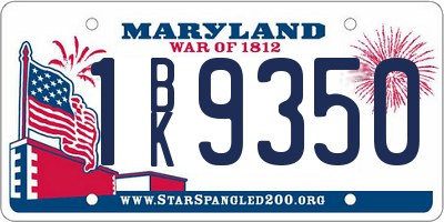 MD license plate 1BK9350