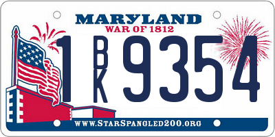 MD license plate 1BK9354