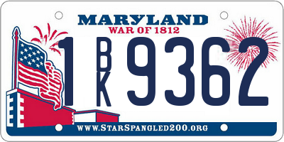MD license plate 1BK9362