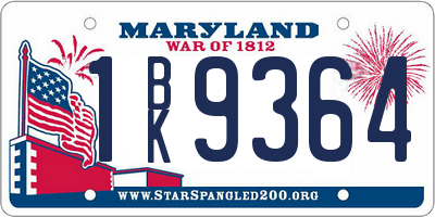 MD license plate 1BK9364