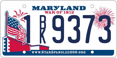 MD license plate 1BK9373