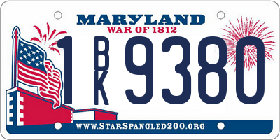 MD license plate 1BK9380