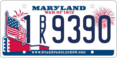 MD license plate 1BK9390