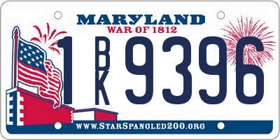 MD license plate 1BK9396