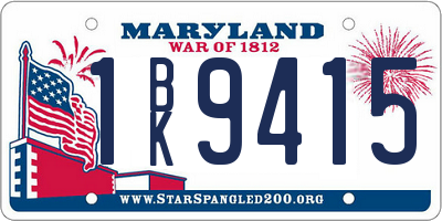 MD license plate 1BK9415