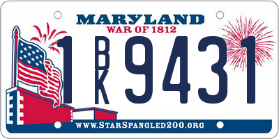 MD license plate 1BK9431