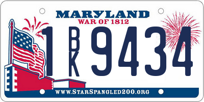 MD license plate 1BK9434