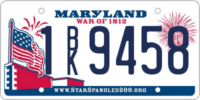 MD license plate 1BK9458