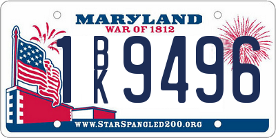 MD license plate 1BK9496