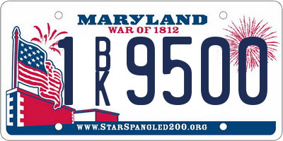 MD license plate 1BK9500