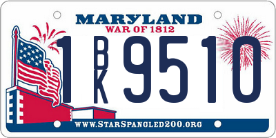 MD license plate 1BK9510