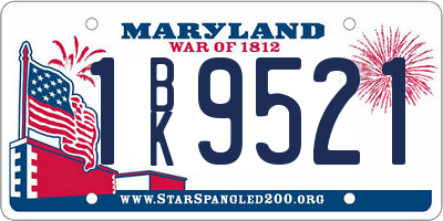 MD license plate 1BK9521