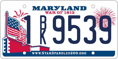 MD license plate 1BK9539