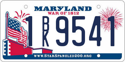 MD license plate 1BK9541