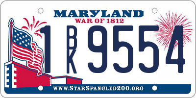 MD license plate 1BK9554
