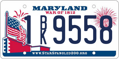 MD license plate 1BK9558