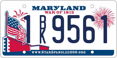 MD license plate 1BK9561