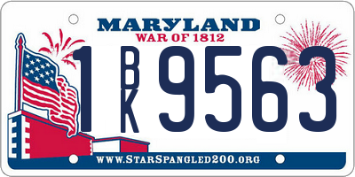 MD license plate 1BK9563